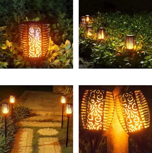 Solární zahradní lampa s efektem hořícího plamene