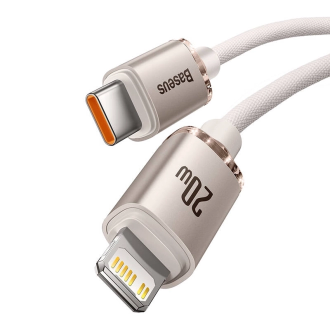 Kabel Baseus Crystal Shine USB-C k iP, 20 W, 2 m (růžový)