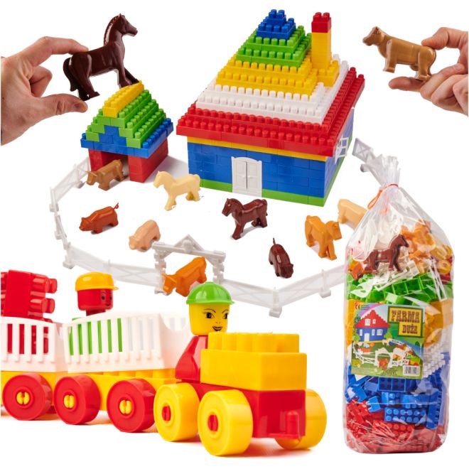DIPLO Farma velké dětské stavební plastové kostky - 292 dílků