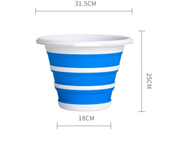 Skládací silikonový kbelík 10L – Modrý