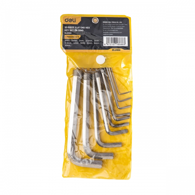 Sady šestihranných klíčů 1,5-10 mm Deli Tools EDL3100 (stříbrné)