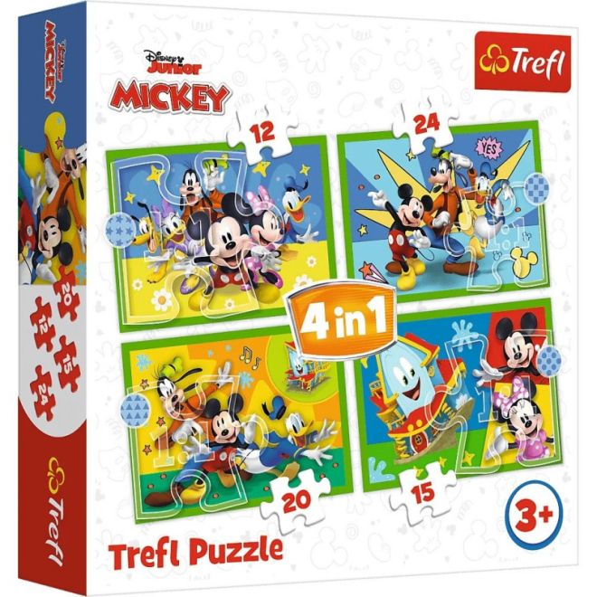 Puzzle 4v1 Mickey mezi přáteli