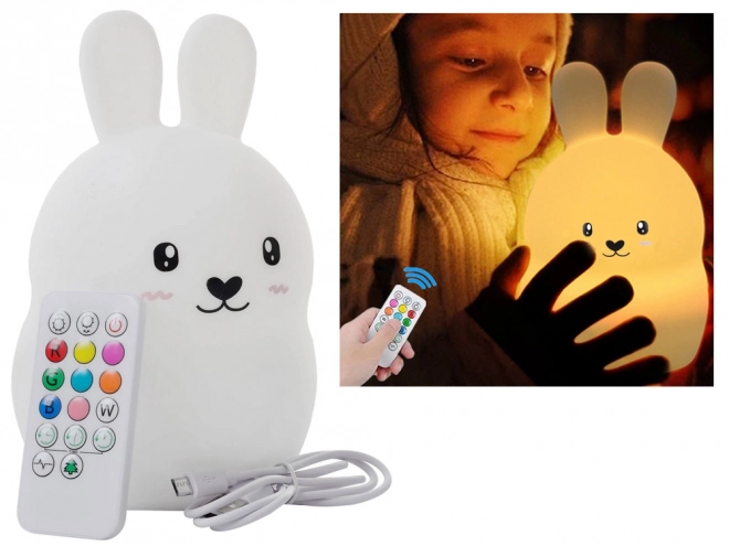 Dětské led noční světlo králík touch rgb dálkové ovládání