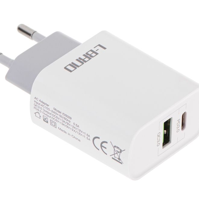 Bílá rychlonabíječka USB + kabel typu C