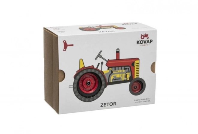 Traktor Zetor červený na klíček kov 14cm 1:25 v krabičce Kovap