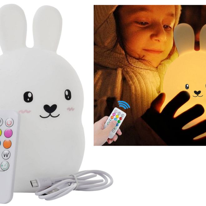Dětské led noční světlo králík touch rgb dálkové ovládání