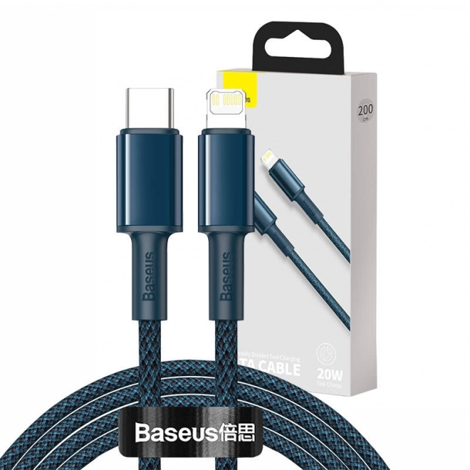 Baseus High Density Braided Cable Type-C to Lightning, PD, 20W, 2m (modrý)