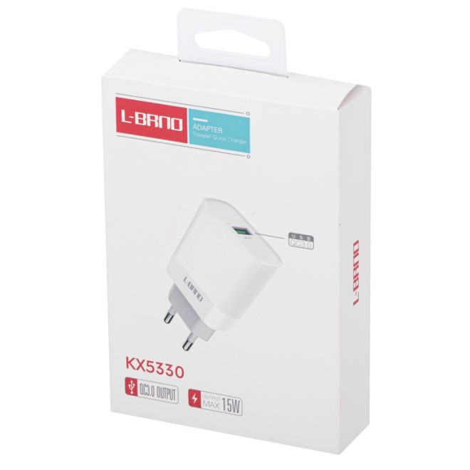 Bílá rychlonabíječka USB 15W