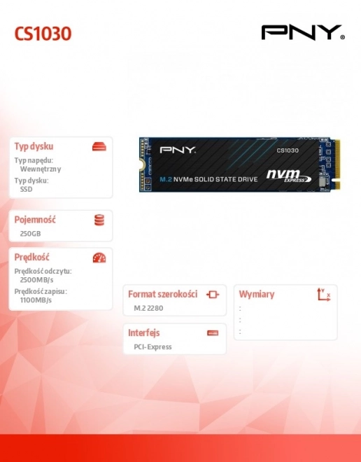 Dysk SSD PNY CS1030 250GB M.2 NVMe