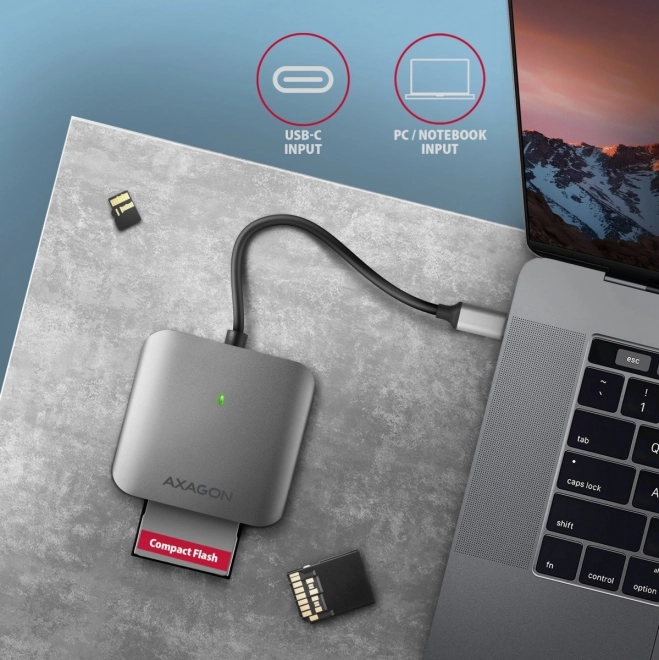 Externí čtečka karet CRE-S3C USB-C 3.2 GEN 1, 3 sloty a lun SD/microSD/CF, podpora UHS-II