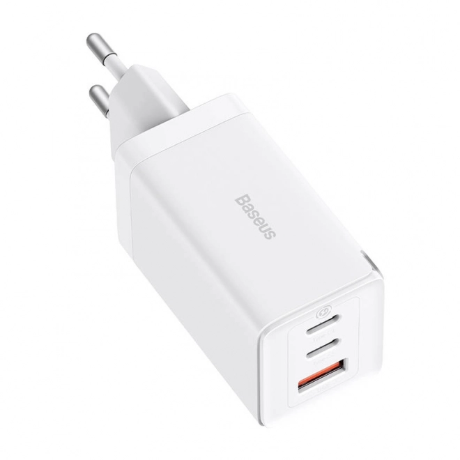 Nástěnná nabíječka Baseus GaN5 Pro 2xUSB-C + USB, 65W (bílá)