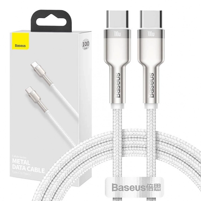 Kabel USB-C na USB-C Baseus Cafule, 100W, 1m (bílý)