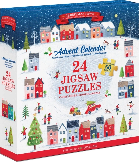 Adventní kalendář s puzzle Eurographics: Vánoční město - 24 x 50 dílků