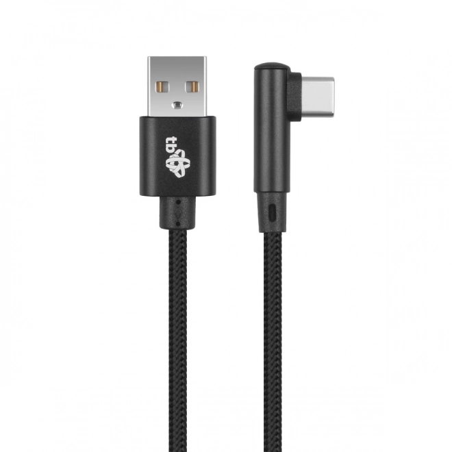 Kabel USB-USB C 1,5 m úhlový, černá šňůra