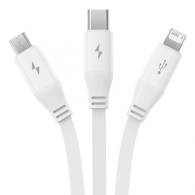 Nabíjecí kabel 3w1 Baseus USB na USB-C, USB-M, Lightning 3,5A, 1,1 m (bílý)