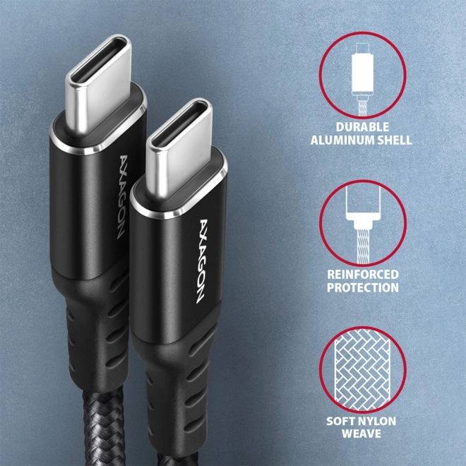 BUCM-CM10AB USB-C - Kabel USB-C 2.0, 1m, PD 60W, 3A, ALU, opletený, černý