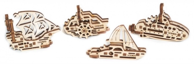 Ugears 3D puzzle - Mini sada lodě