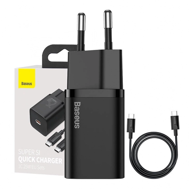 Baseus Super Si Quick Charger 1C 25W s kabelem USB-C pro USB-C 1m (černá)