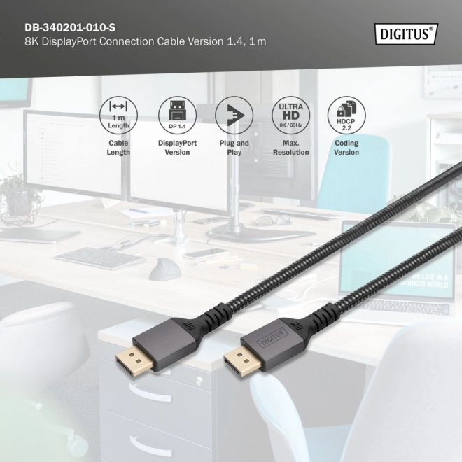 PREMIUM DisplayPort 8K60Hz UHD DP/DP M/M 1m propojovací kabel černý