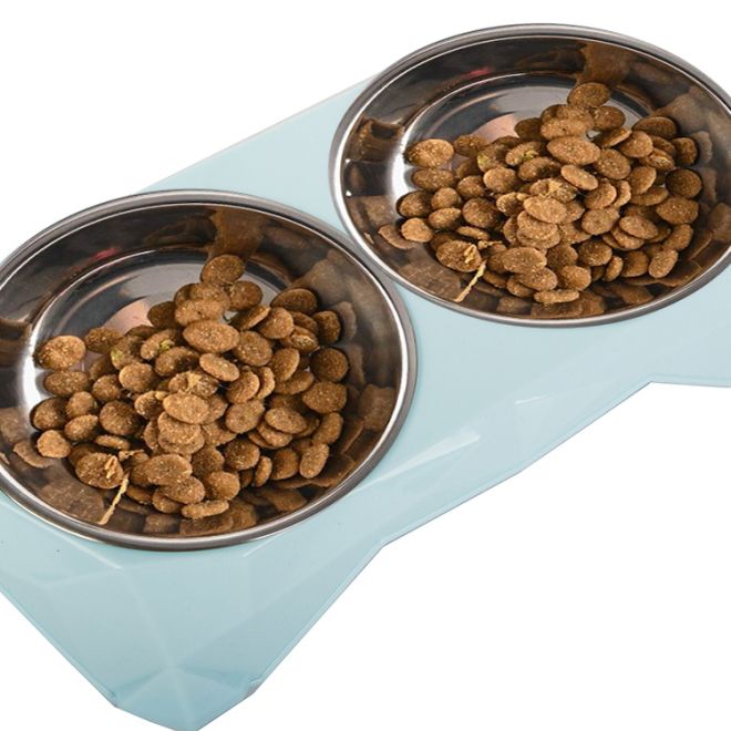 Dvojitá kovová miska pro psy a kočky 350 ml x 2