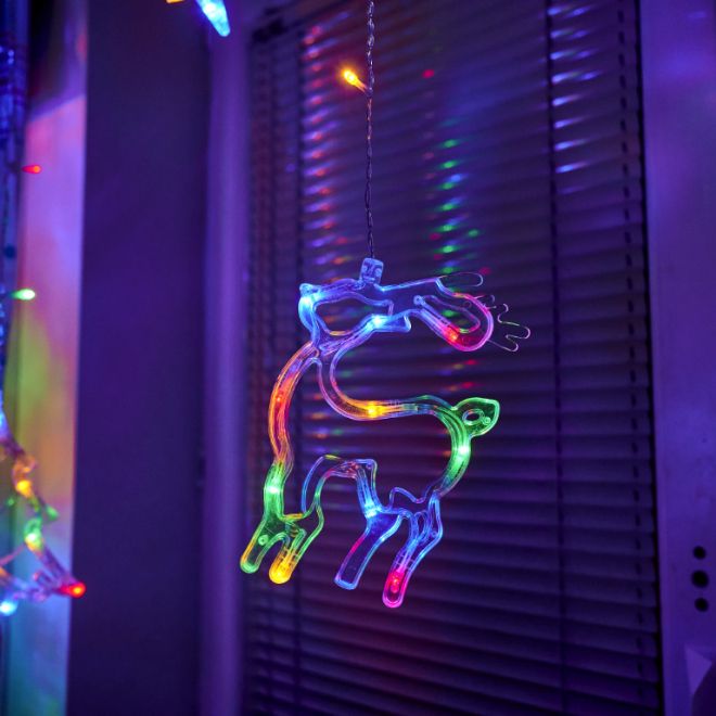 LED barevný závěs s vánočními motivy - 2,5 m, 138 LED