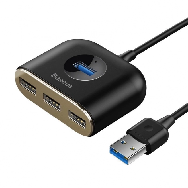 Baseus Square Round USB Adapter, HUB USB 3.0 na 1x USB 3.0 3x USB 2.0.1m - černý