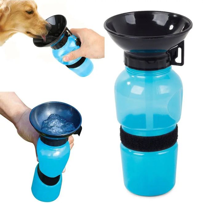 Cestovní láhev pro psy 500ml – Modrá