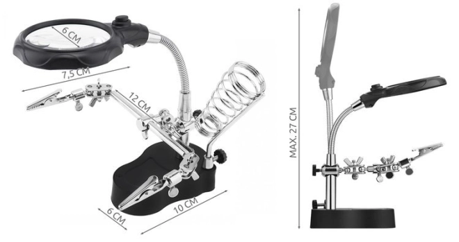 Třetí ruka s lupou a LED osvětlením
