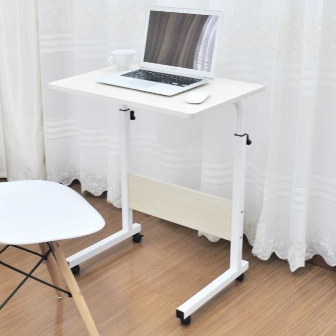 Mobilní stolek na notebook / Mobilní konferenční stolek - bílá/béžová
