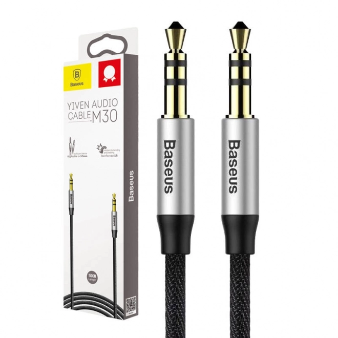 Baseus Yiven Audio kabel mini jack 3,5 mm AUX, 1 m (černo-stříbrný)