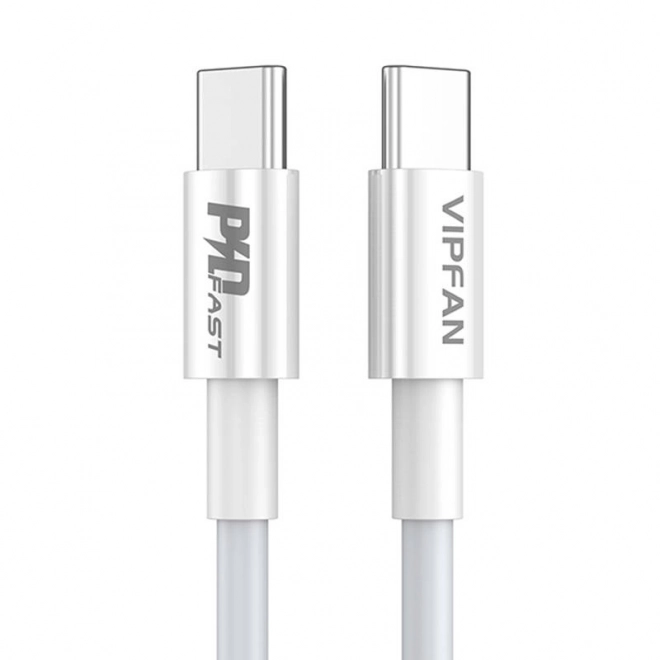 Kabel USB-C na USB-C VFAN P02, 1 m (bílý)