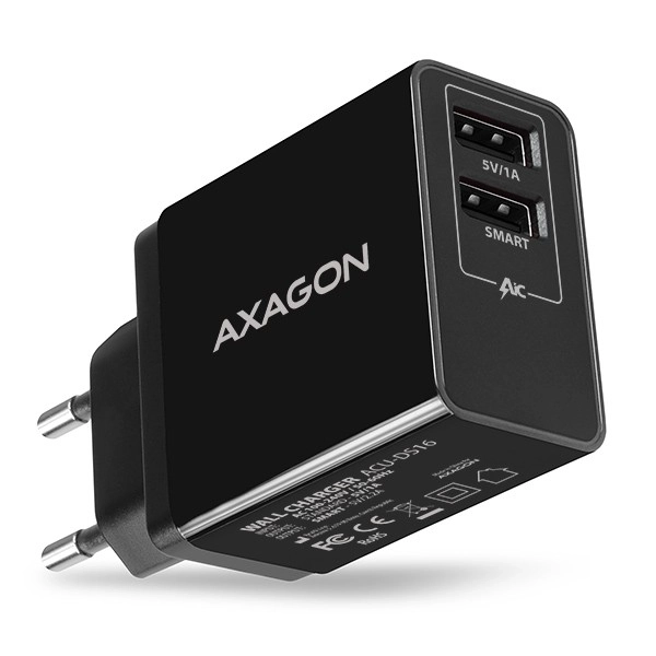 ACU-DS16 síťová nabíječka, SMART 16W, 2x port USB-A, 5V/2,2A + 5V/1A