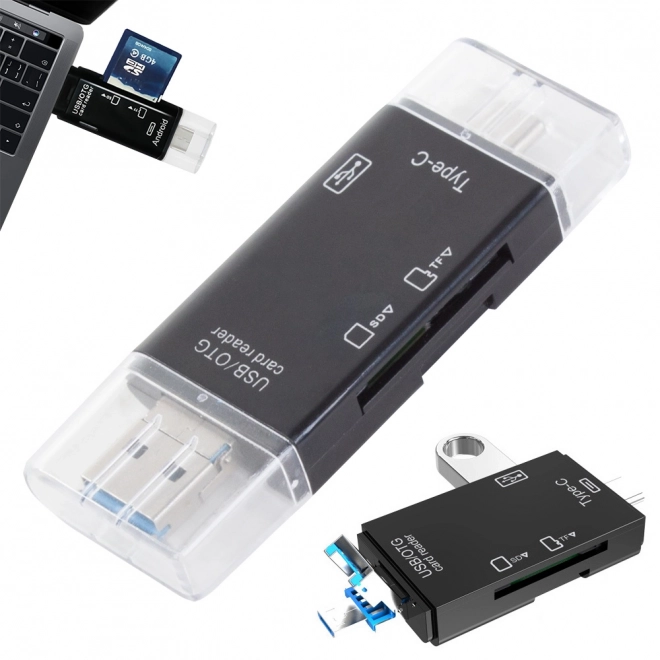 Čtečka karet sd microsd tf usb usb-c micro usb otg