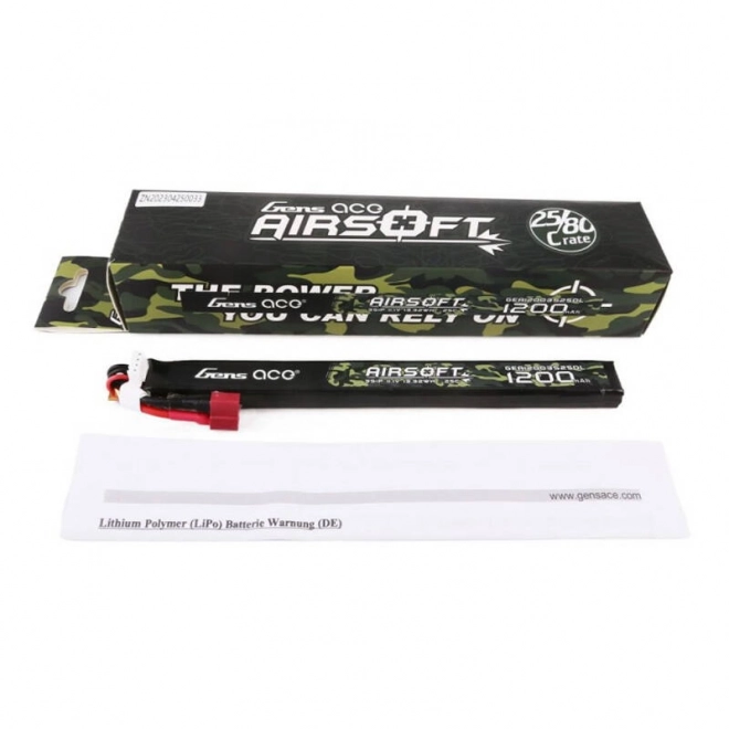 Gens Ace 25C 1200mAh 3S1P 11.1V Airsoft Gun Lipo baterie s T konektorem Dlouhá velikost