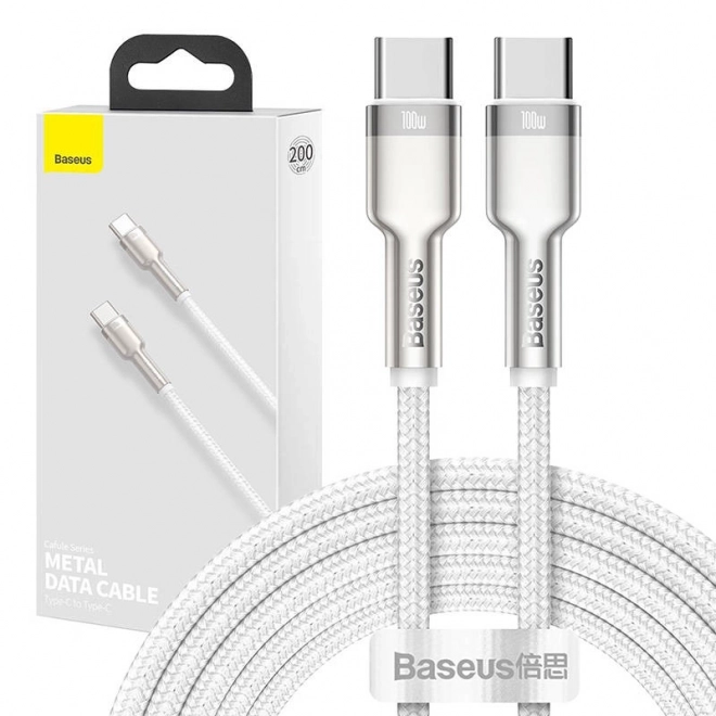 Kabel USB-C na USB-C Baseus Cafule, 100W, 2m (bílý)