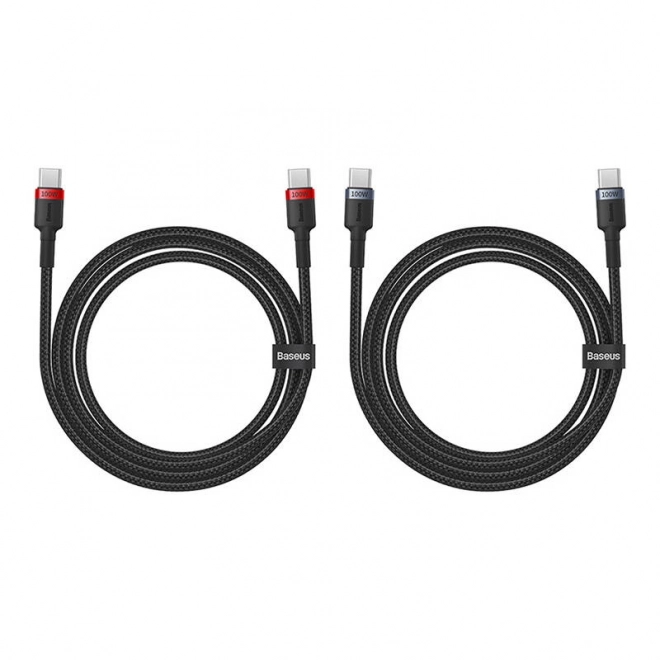 Kabel Baseus Cafule USB-C na USB-C 100W,1m, 2ks (červeno-černý, šedo-černý)