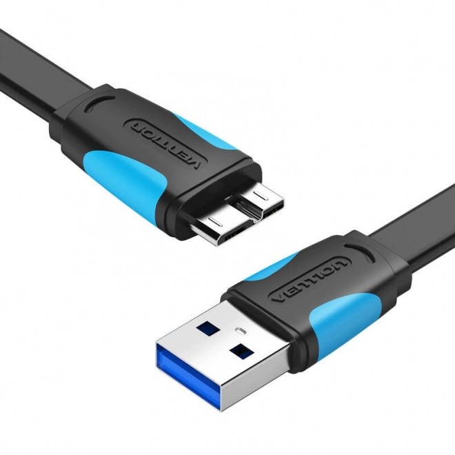 Plochý kabel USB 3.0 A na Micro-B Vention VAS-A12-B025 0,25 m černý