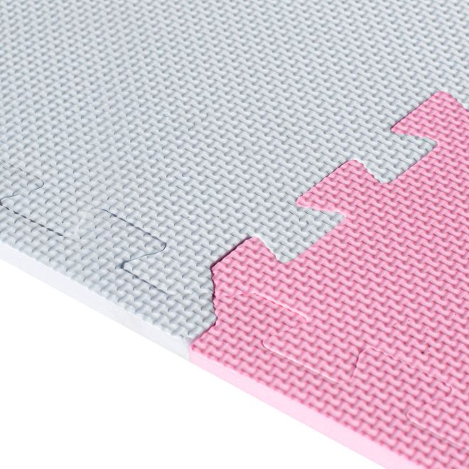 Pěnová podložka / puzzle pro děti 180x180cm 9 dílků šedo-růžová