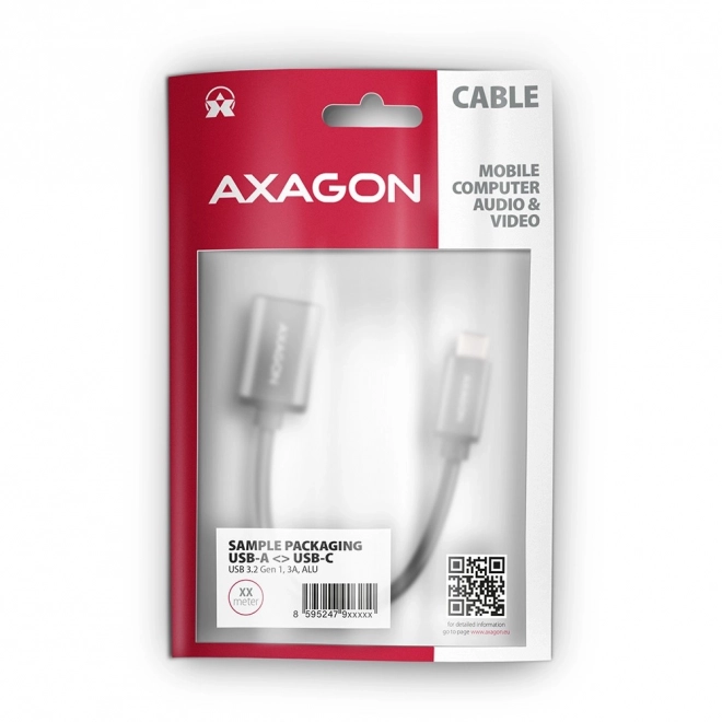 RUCM-AFAC Adaptační kabel USB 3.2 Gen 1 samec Type-C -> samice Type-A, 0,2 m, 3A, ALU