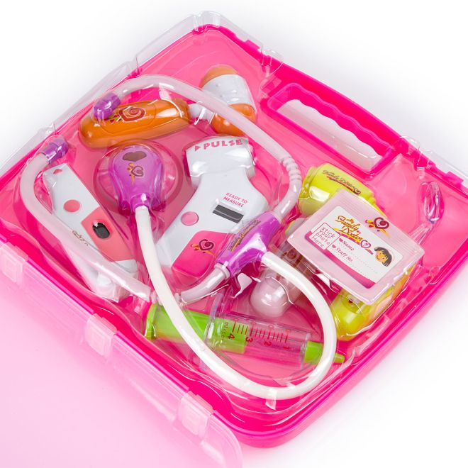 Dětský doktorský set v kufříku - růžový