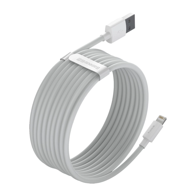 Baseus Simple Wisdom Data Cable Kit USB to Lightning 2.4A (2PCS/Set）1.5m - bílý