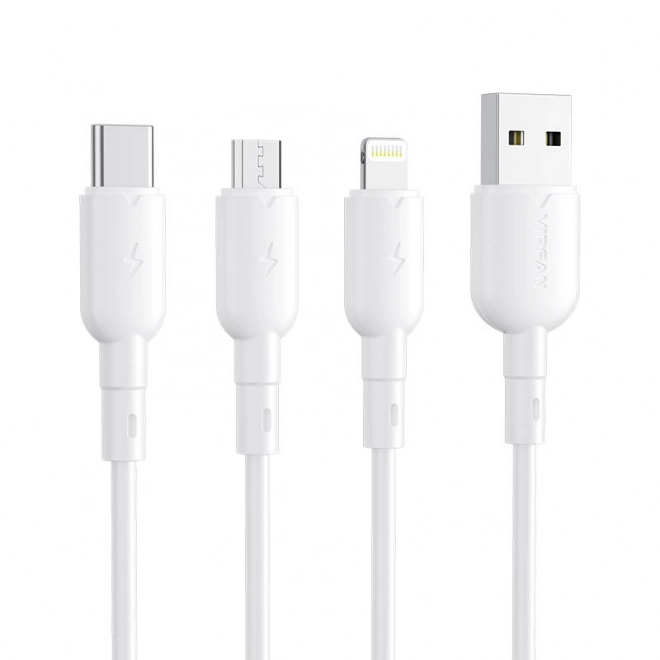 Kabel USB na Lightning VFAN Colorful X11, 3A, 1m (bílý)