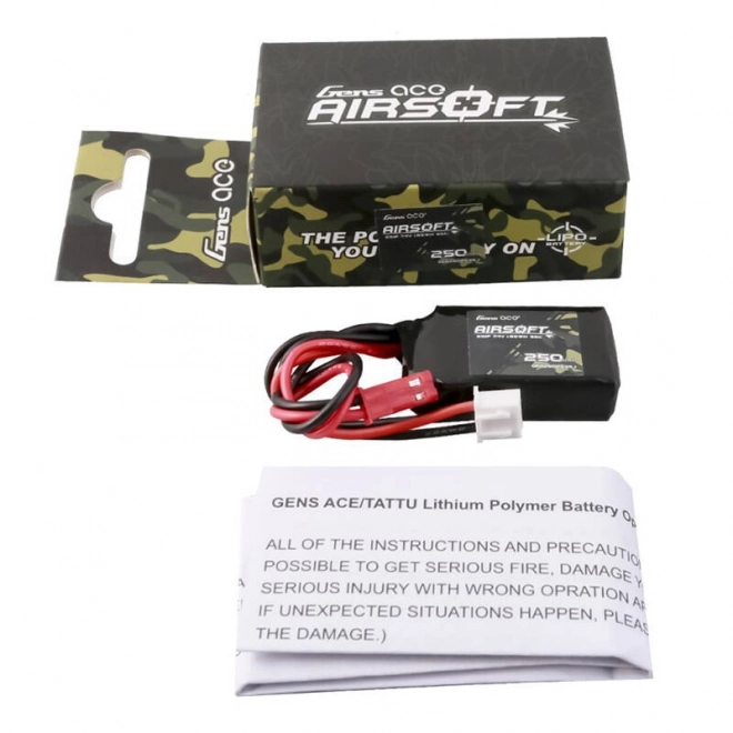 Gens ace 250mAh 7.4V 35C 2S1P Airsoft Gun Lipo baterie s JST-SYP konektorem