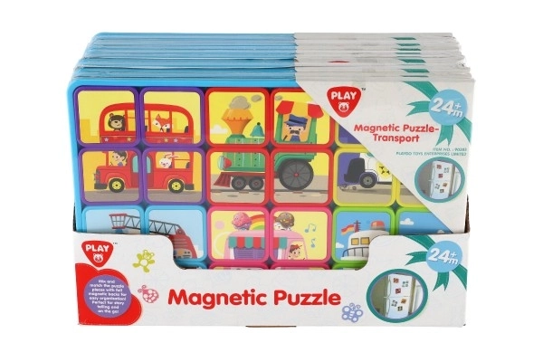 Magnetické deskové puzzle s dopravními prostředky 24 dílků