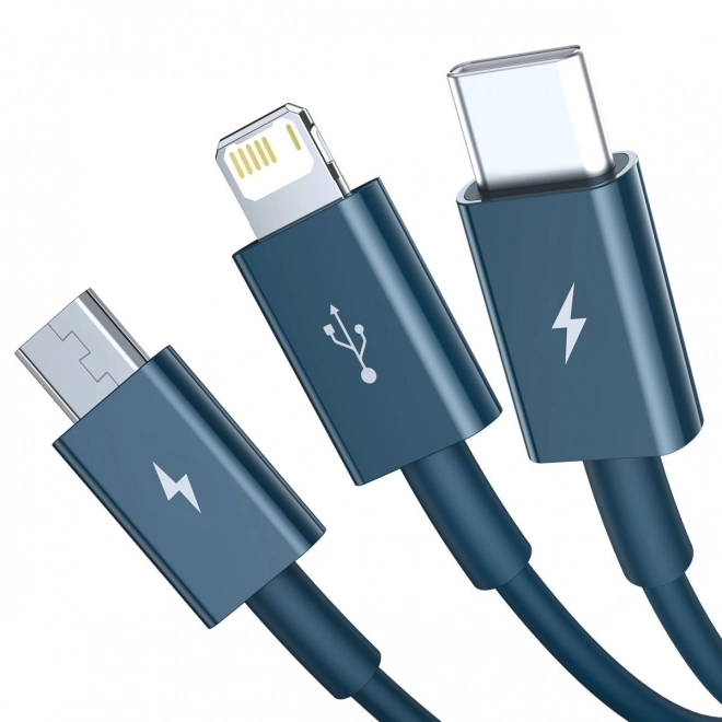 Kabel USB 3v1 Baseus Superior Series, USB na micro USB / USB-C / Lightning, 3,5 A, 1,5 m (modrý)