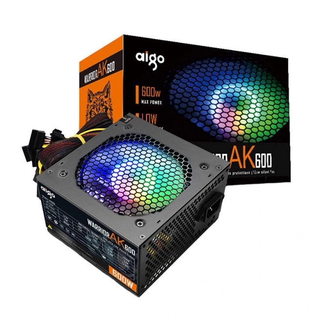 Počítačový zdroj Aigo AK600 RGB (černý)