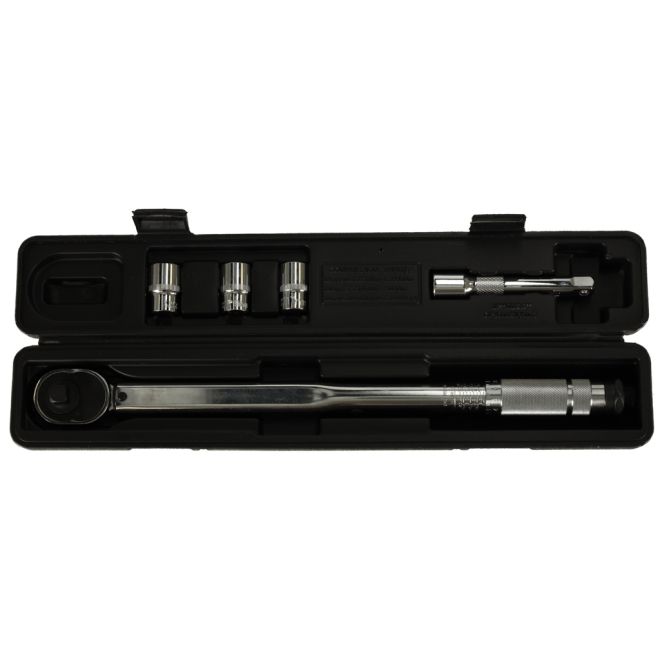 Momentový klíč 460mm 1/2'' + 3 nástrčné hlavice 17-21mm 40-210Nm s aretací + kufřík na přenášení