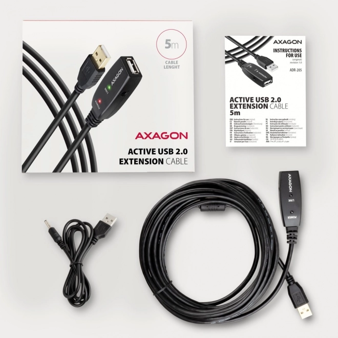 ADR-205 USB 2.0 A-M -> A-F aktivní prodlužovací/zesilovací kabel 5 m