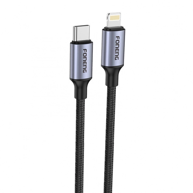 Foneng kabel USB-C na Lightning PD 20W 1,2 m šedý