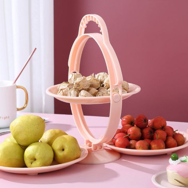 Skládací talíř na dort a ovoce - růžový